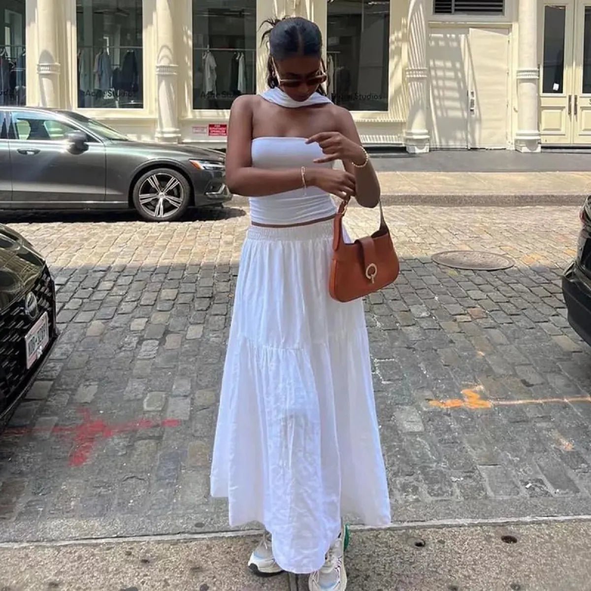 Halter Backless Satin Crop Tops - Dakdouksson