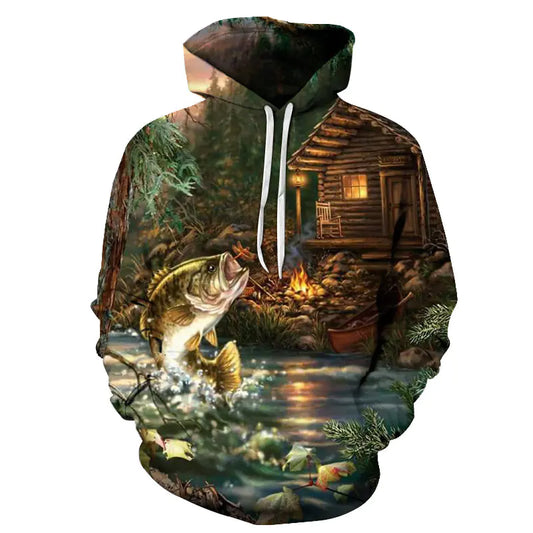 3D Fish Digital Print Hoodie for Fashion Lovers