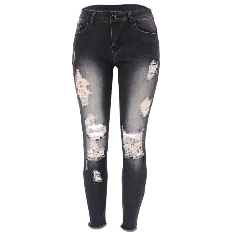 High Rise Distressed Capri Skinny Jeans for Women - Dakdouksson