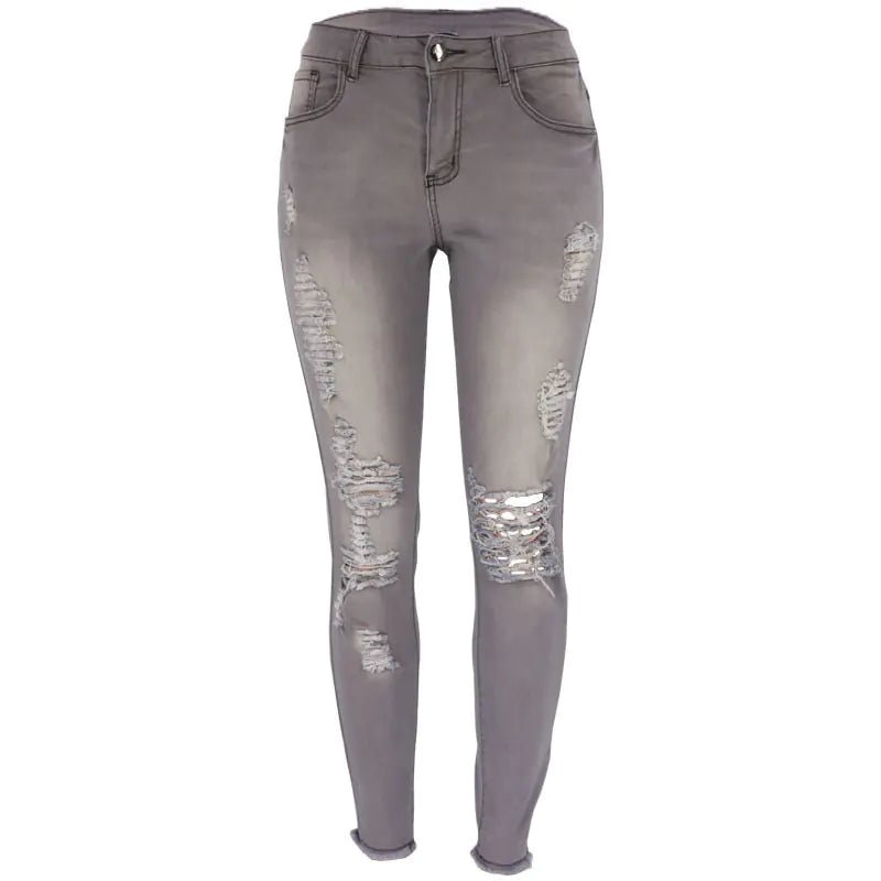 High Rise Distressed Capri Skinny Jeans for Women - Dakdouksson