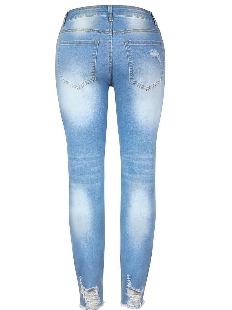 High Rise Distressed Ripped Cropped Skinny Jeans - Dakdouksson