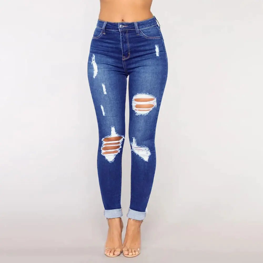 High Rise Distressed Ripped Skinny Jeans for Women - Dakdouksson
