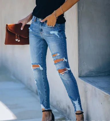 High Rise Distressed Super Skinny Jeans for Women - Dakdouksson