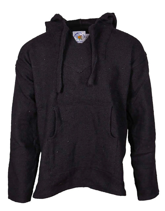 Sunshine Joy Unisex Longsleeve Pullover Hoodie Baja Sweater (US Alpha Medium Regular Regular Solid Black)