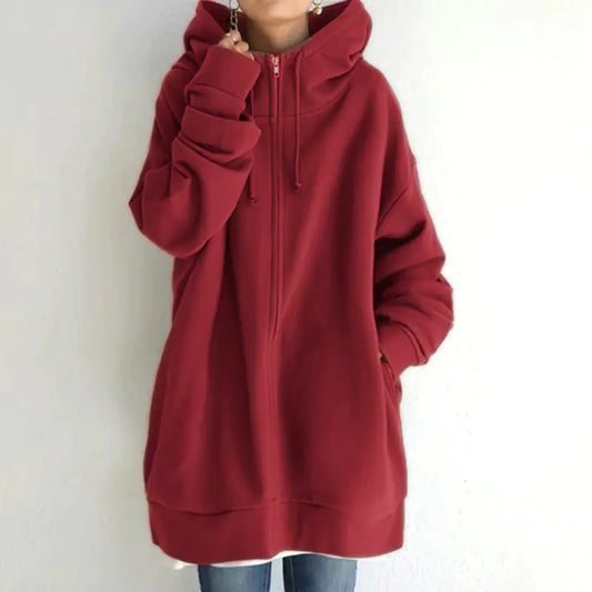 Women's Fuzzy Full-Zip Sport Hoodie Sweatshirt
