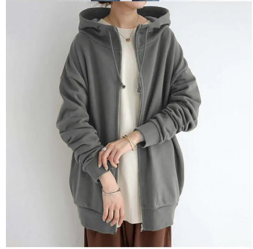 Women's Fuzzy Full-Zip Sport Hoodie Sweatshirt