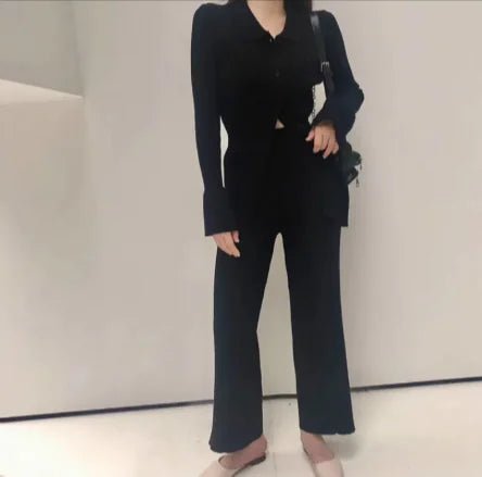 Knitted Long Collar Outfit - Dakdouksson