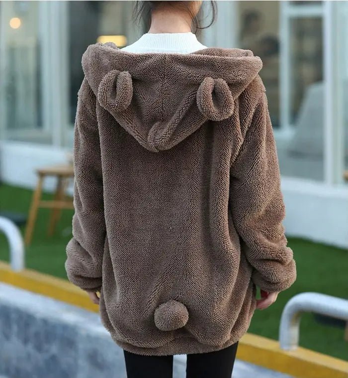Korean Style Cartoon Bear & Bunny Hoodie for Women - Dakdouksson