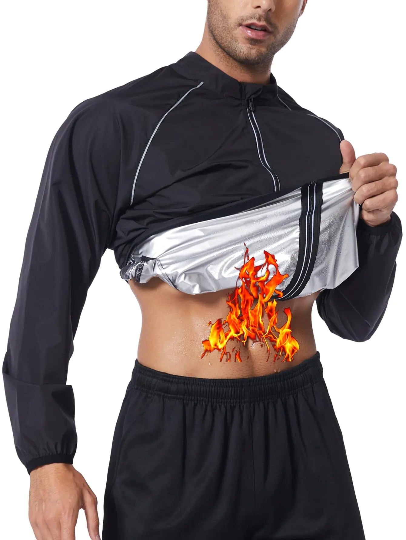 LAZAWG Men Sauna Suit Sweat Suits Durable Gym Exercise Workout Jackets - Dakdouksson