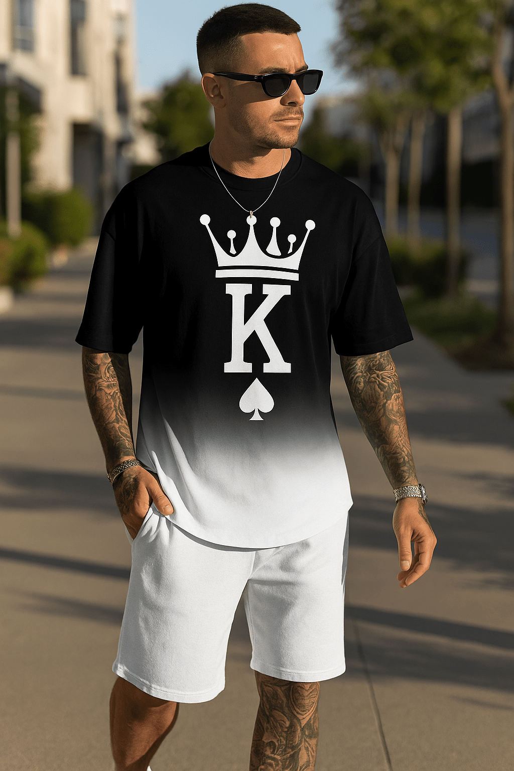 MARLLCO Mens Short Sets 2 Piece Summer Outfits Tracksuits Short Sleeve Shirt and Shorts 3D Poker Shirt (color22XXL) - Dakdouksson