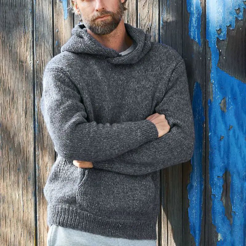 Men's Casual Hooded Sweater in Solid Colors - Dakdouksson