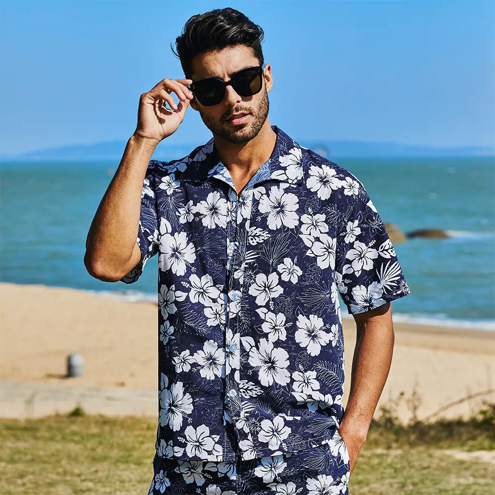 Men's Hawaiian Floral Shirt and Shorts Set (Two - Piece) - Dakdouksson