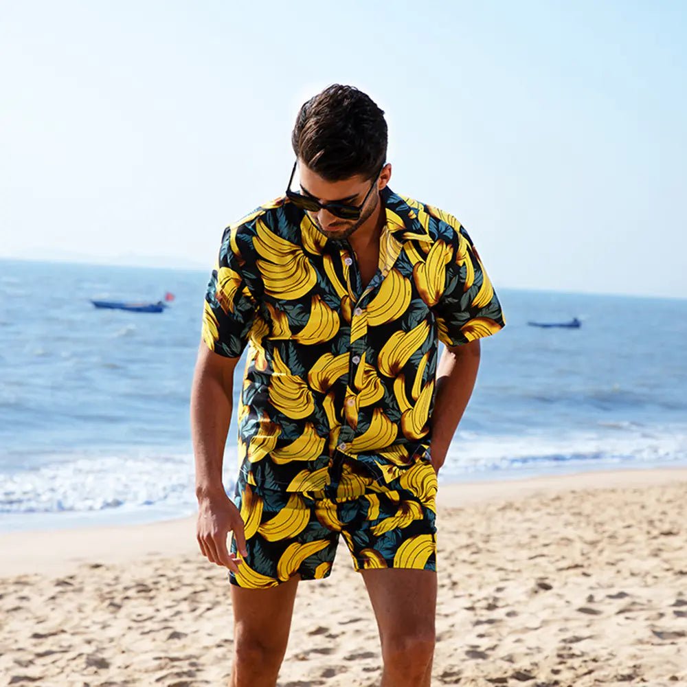 Men's Hawaiian Floral Shirt and Shorts Set (Two - Piece) - Dakdouksson