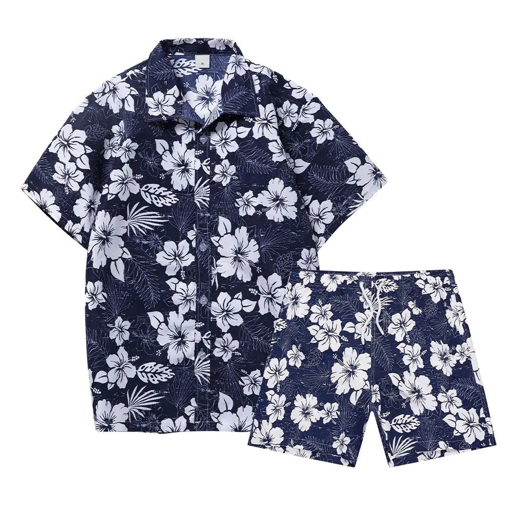 Men's Hawaiian Floral Shirt and Shorts Set (Two - Piece) - Dakdouksson