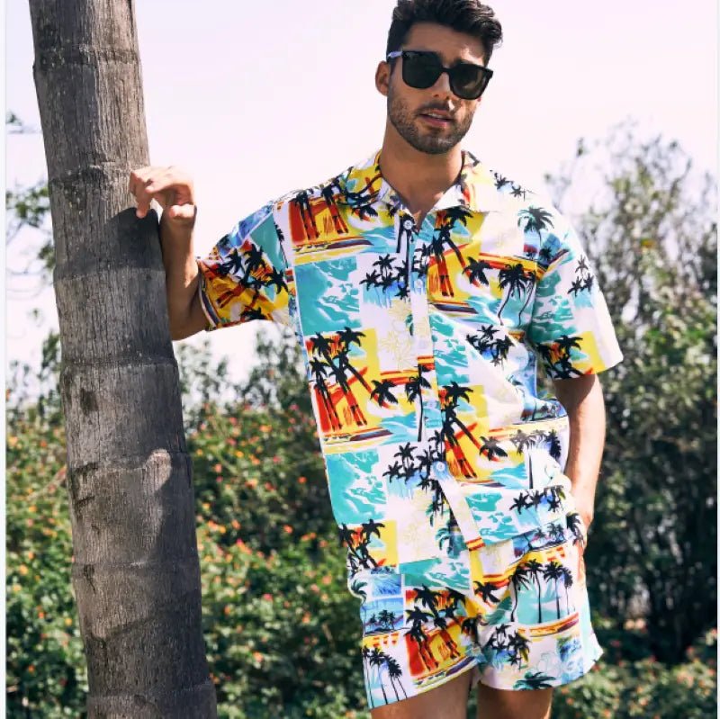 Men's Hawaiian Floral Shirt and Shorts Set (Two - Piece) - Dakdouksson