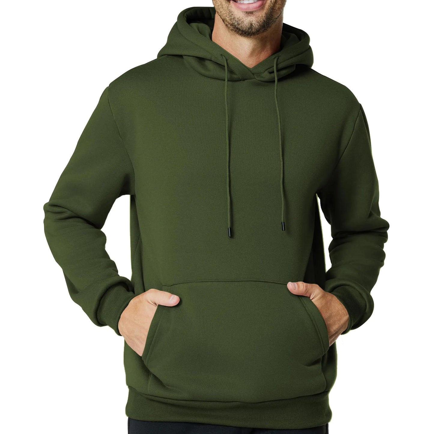 Mens Hooded Sweatshirt Casual Long Sleeve Fleece Hoodies Drawstring Workout Pullover with Pocket(XX - LargeGreen) - Dakdouksson