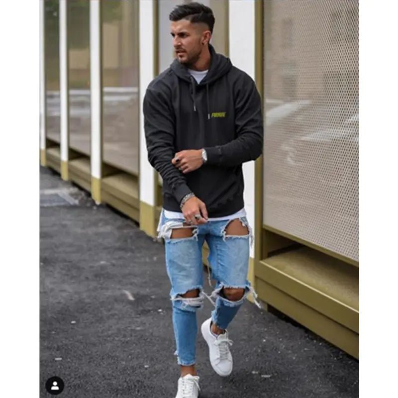 Men's Ripped Slim Fit Jeans - Casual Denim Trousers - Dakdouksson