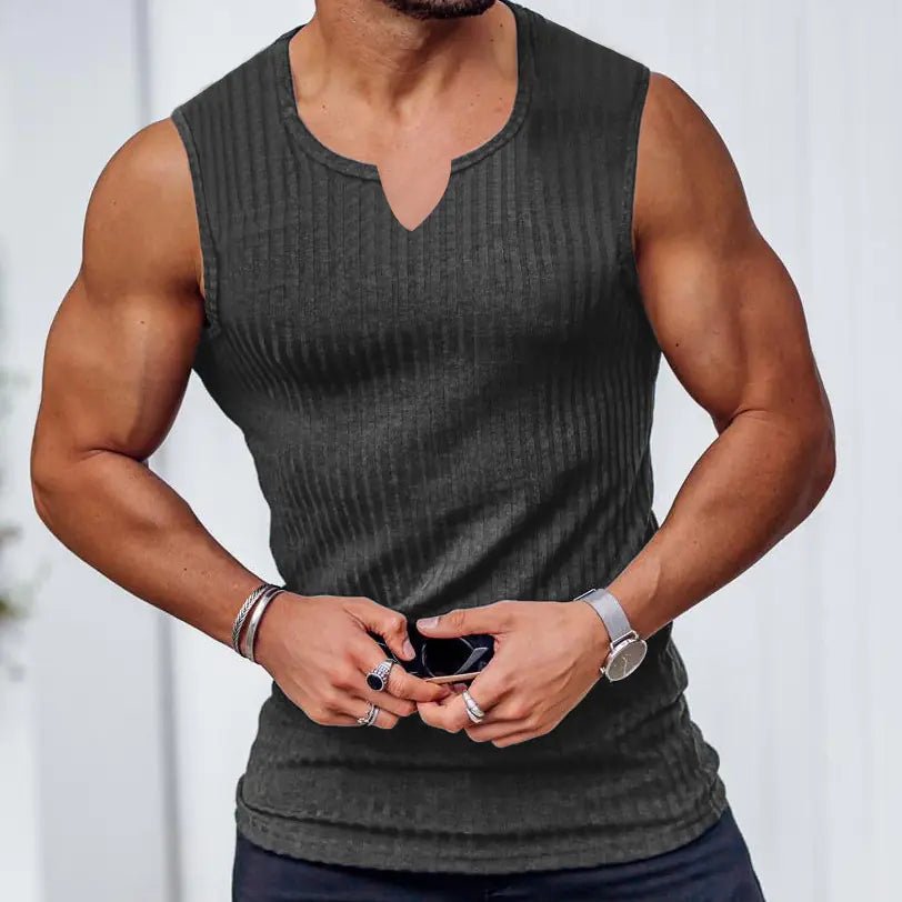 Men's Summer Knitted Striped Fitness Tank Top - Dakdouksson