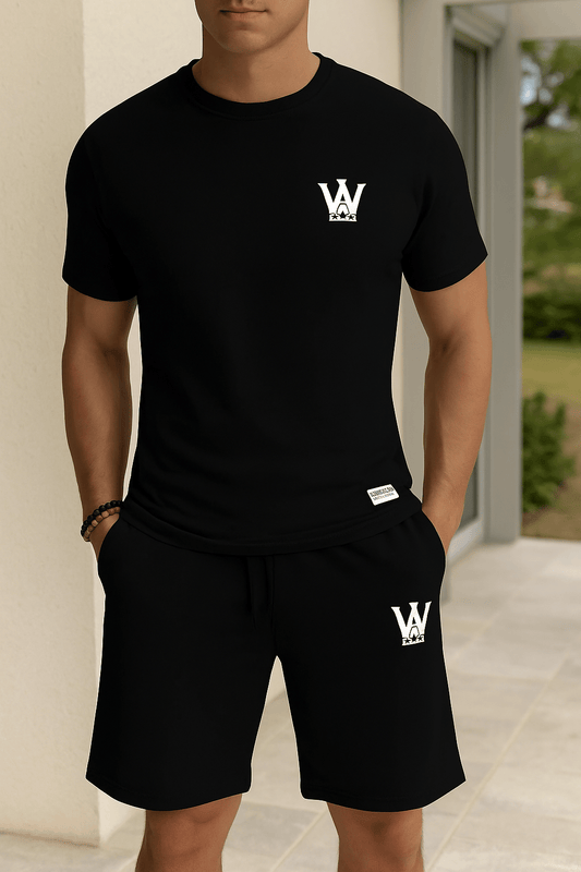 MLANM Mens Short Sets 2 Piece Outfits Casual Summer Tracksuits Fashion Short Sleeve T Shirt and Short Sets XL - Black - Dakdouksson