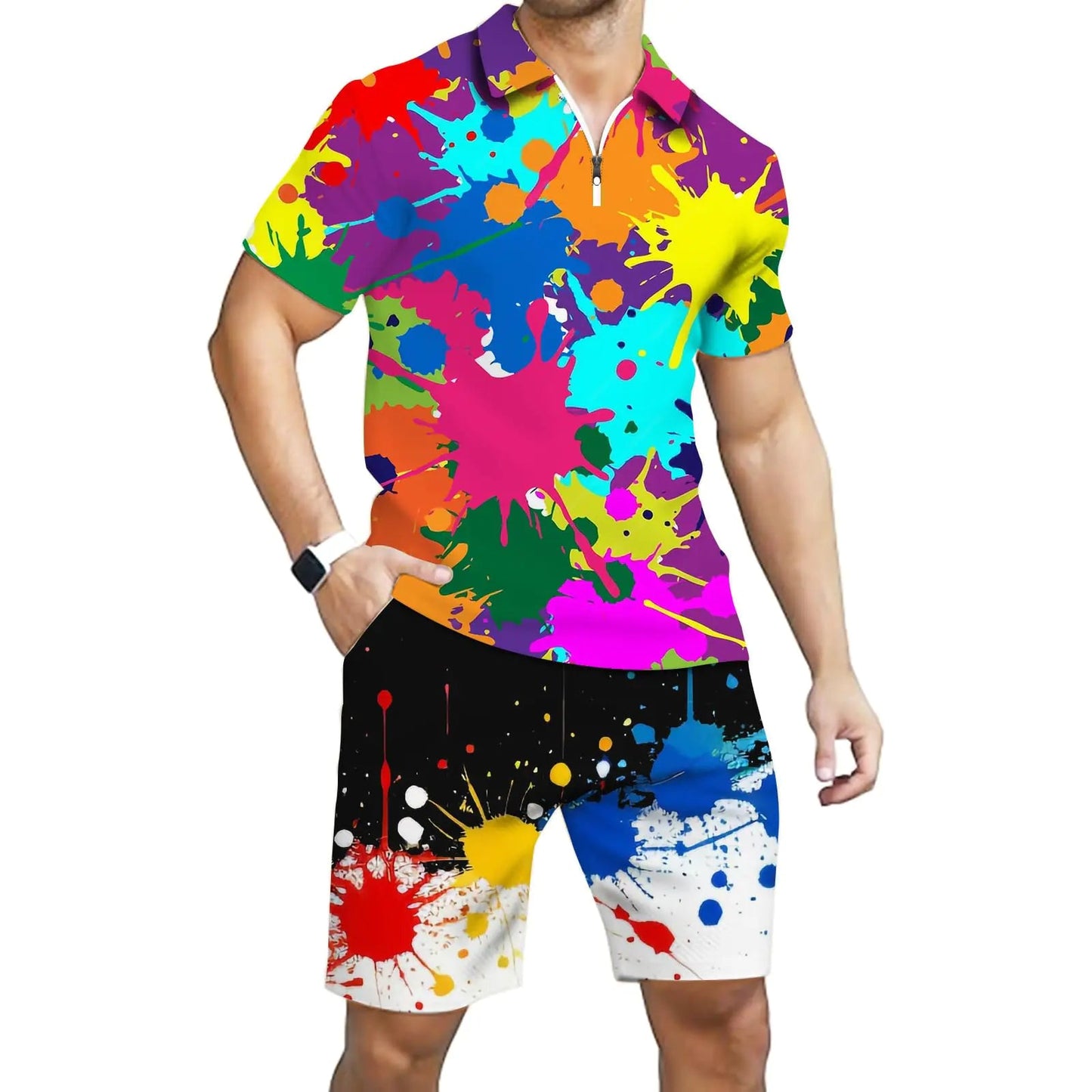 Mlvekrt Mens Polo Shirt and Shorts Set Summer Casual Outfits Hawaiian Polo Suit for Men 2 Piece Short Set - Dakdouksson