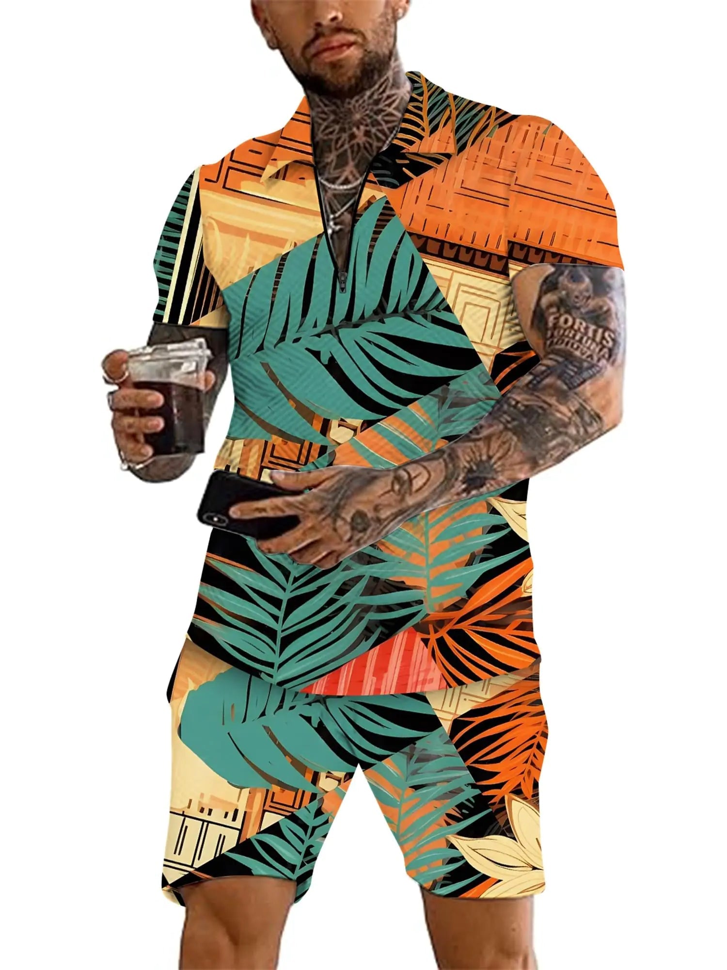 Mlvekrt Men‘s Track Suits 2 Piece Summer Short Sets Outfits Fashion Polo Shirt Casual Short Sleeve and Shorts set - Dakdouksson