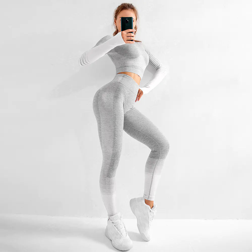 Seamless High-Stretch Yoga Outfit with Crop Top and Leggings