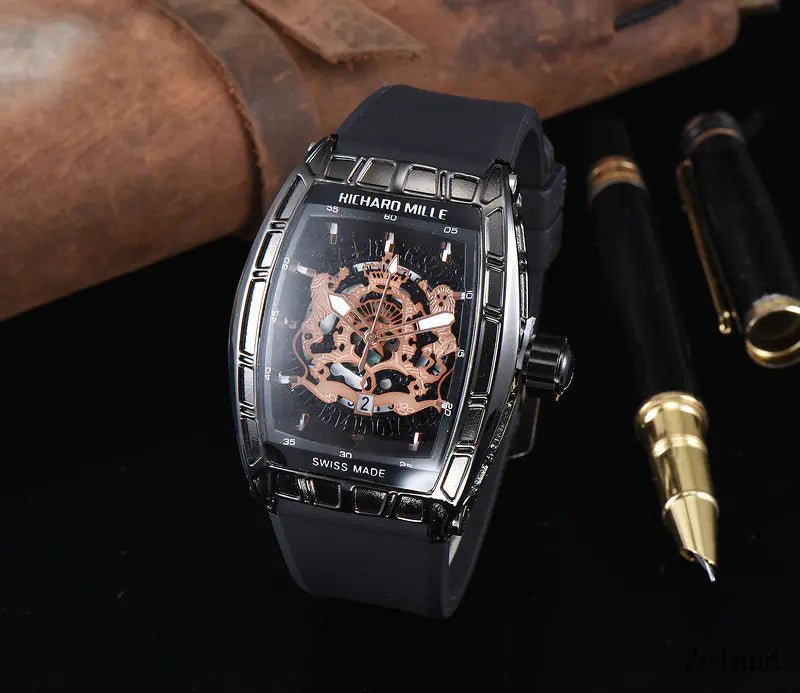 Quartz Men's Watch with Silicone Strap Ghost Head Design - Dakdouksson