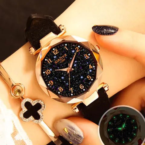 Quartz Women's Watch with Luminous Starry Design - Dakdouksson
