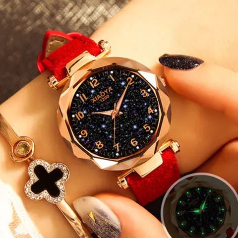 Quartz Women's Watch with Luminous Starry Design - Dakdouksson
