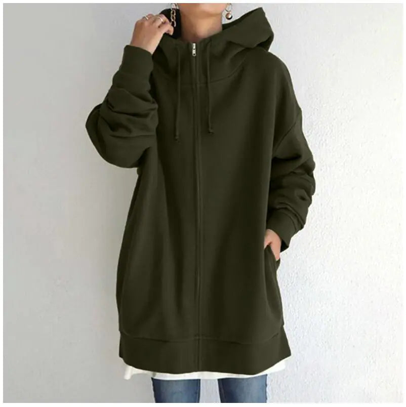 Women's Fuzzy Full-Zip Sport Hoodie Sweatshirt