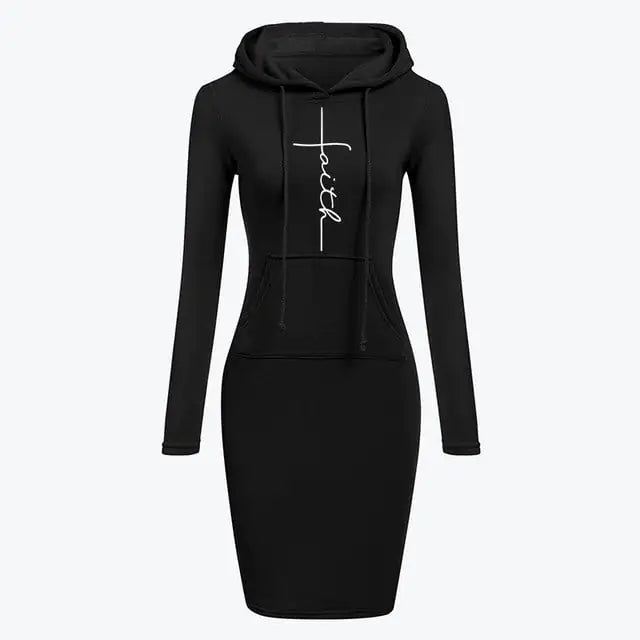 Autumn Winter Women's Long-Sleeved Hoodie Dress