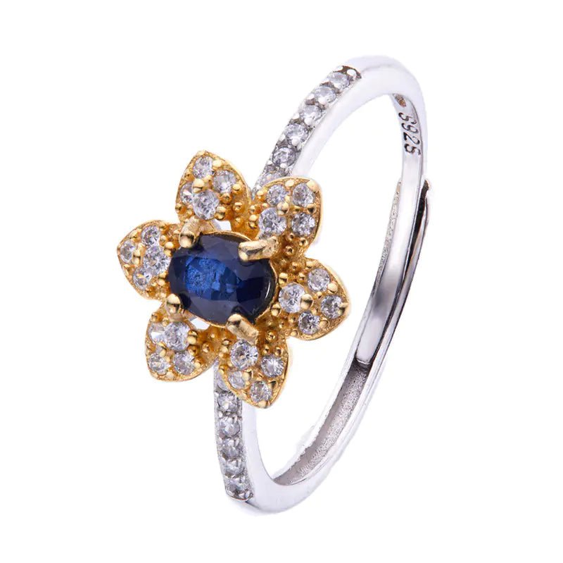 S925 Sterling Silver Ring with Inlaid Natural Sapphire - Dakdouksson