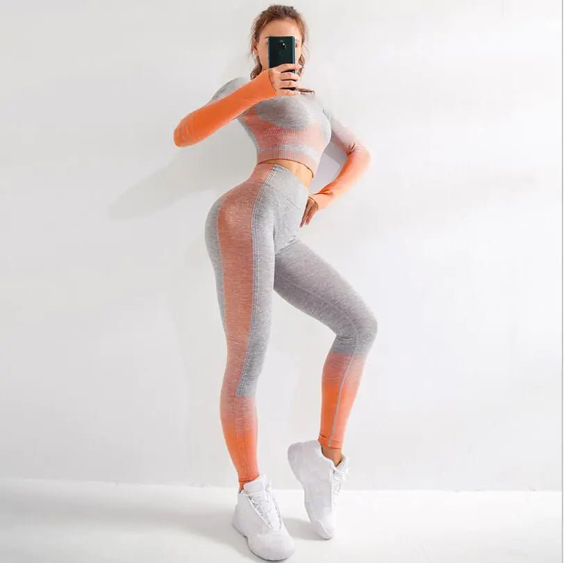 Seamless High - Stretch Yoga Outfit with Crop Top and Leggings - Dakdouksson