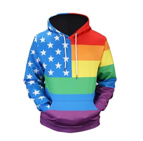 Star - Spangled Banner Print Hoodie & 3D Rainbow Hoodie - Dakdouksson