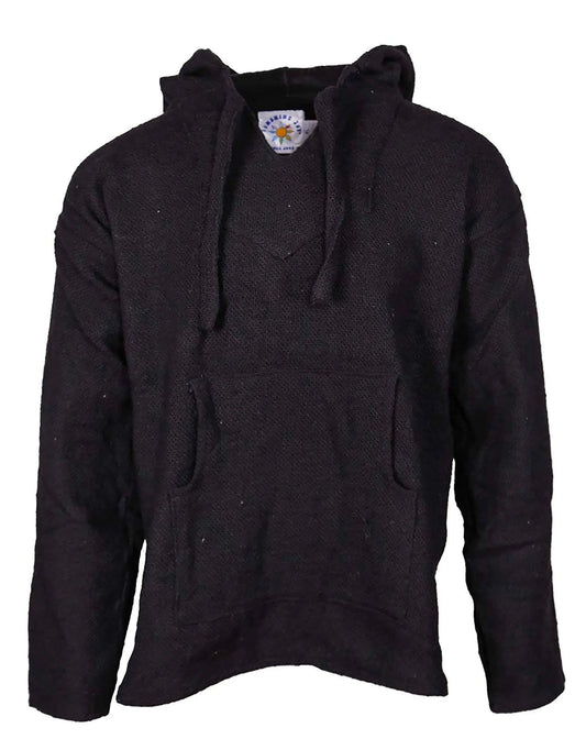 Sunshine Joy Unisex Longsleeve Pullover Hoodie Baja Sweater (US Alpha Medium Regular Regular Solid Black) - Dakdouksson