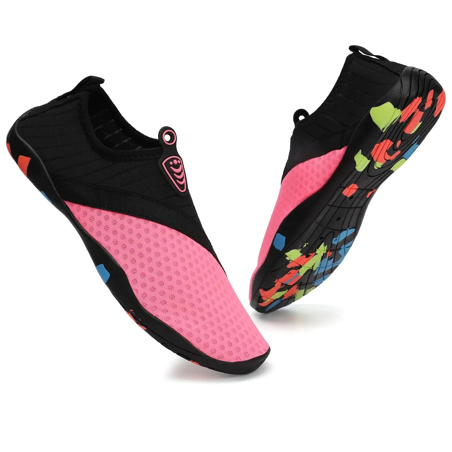 TEOKJ Water Shoes Quick Dry Barefoot Yoga Water Aqua Sport Pool Beach Swim Surf Driving for Women Men (Black/Pink 7 Men/8 Women) - Dakdouksson