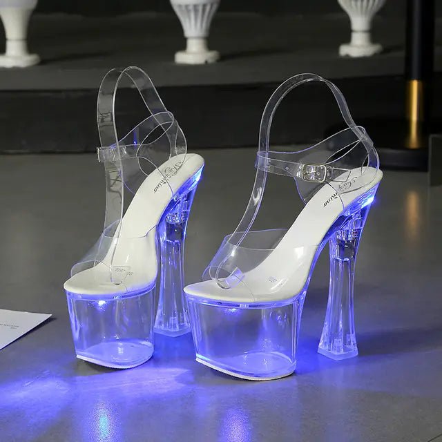 Transparent Crystal Platform High Heels Wedge Sandals - Dakdouksson
