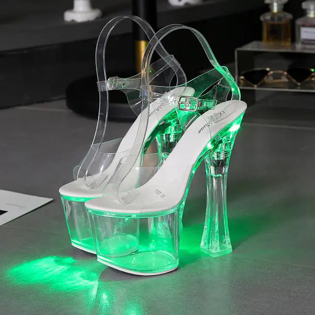 Transparent Crystal Platform High Heels Wedge Sandals - Dakdouksson