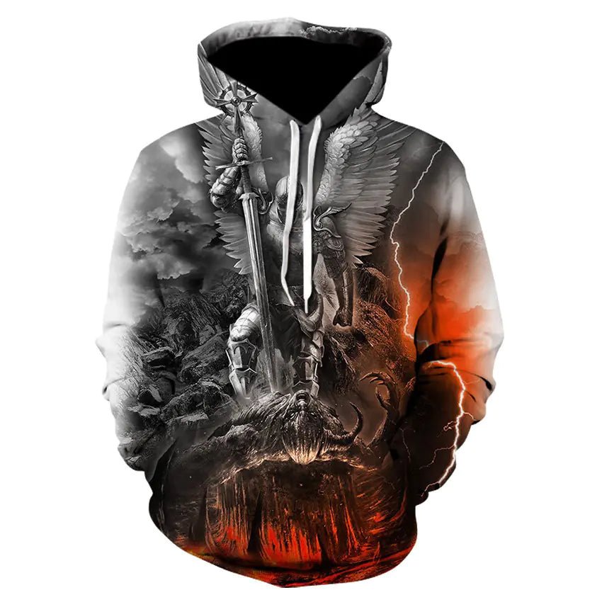 Trendy 3D Digital Print Skull Hoodie Baseball Jacket - Dakdouksson