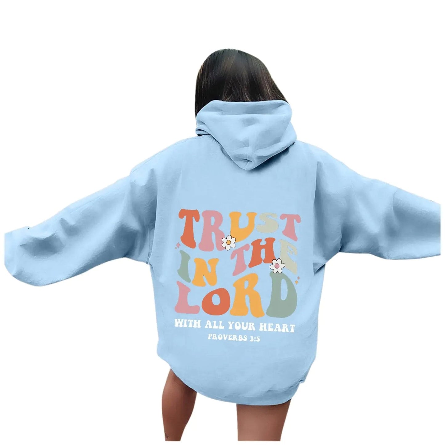 Trust in The Lord Hoodies for Women Oversized Long Sleeve Pockets Pullover Tops Fall Winter Comfortable Casual Sweatshirts Hoodies for Women Teen GirlsBlueS - Dakdouksson