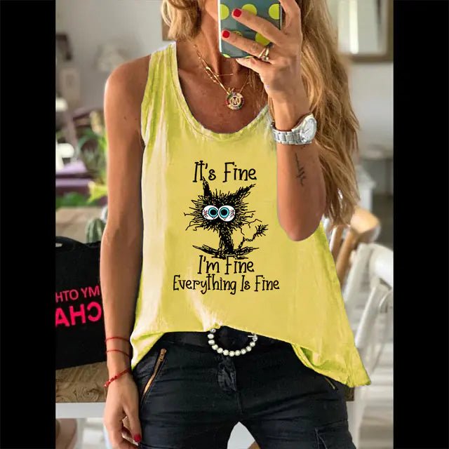 Vintage Women's Graphic Print Summer Tank Top - Dakdouksson