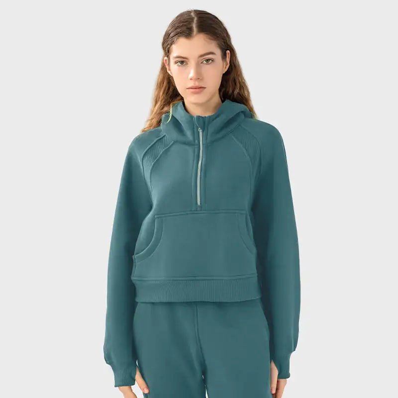 Women's Casual Half - Zip Hoodie for Autumn & Winter - Dakdouksson