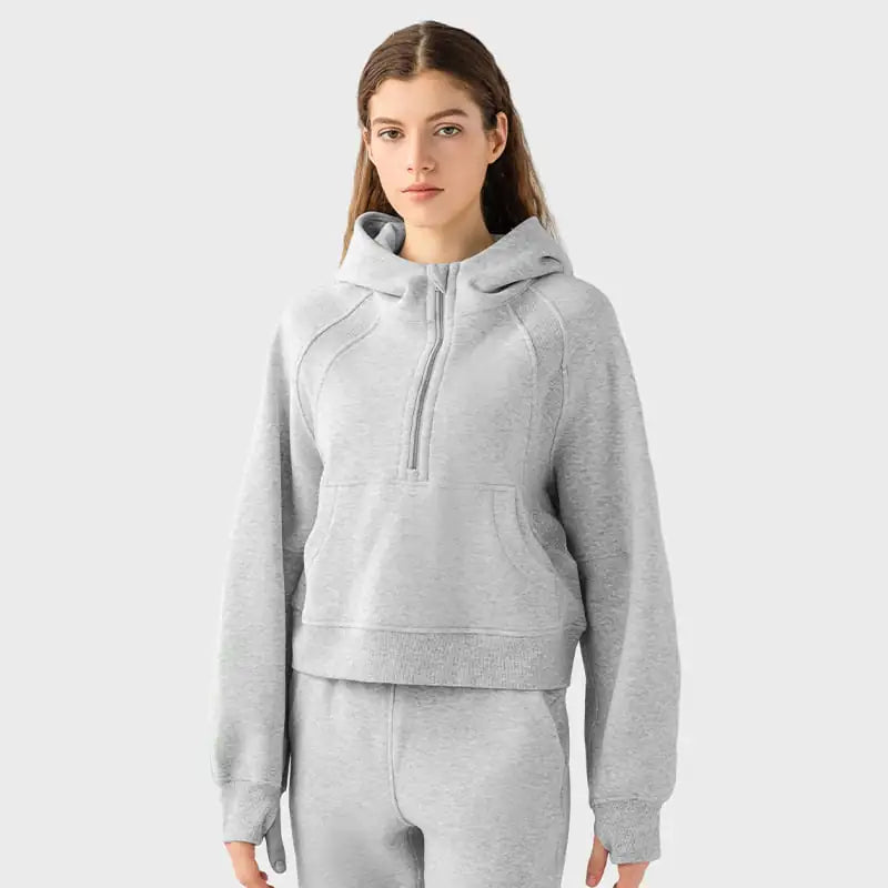 Women's Casual Half - Zip Hoodie for Autumn & Winter - Dakdouksson