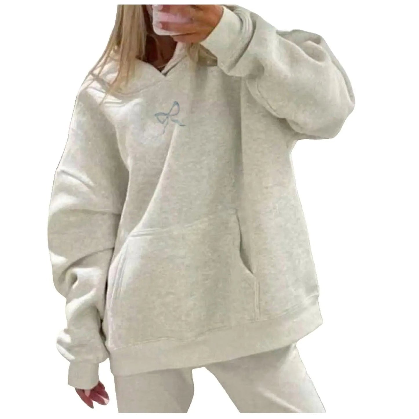 WomenS Fashion Hoodies Sweatshirts Long Sleeve Drawstring Hoodies Print Oversized Fall Tops Comfy Hoodies for Women(Blue L) - Dakdouksson