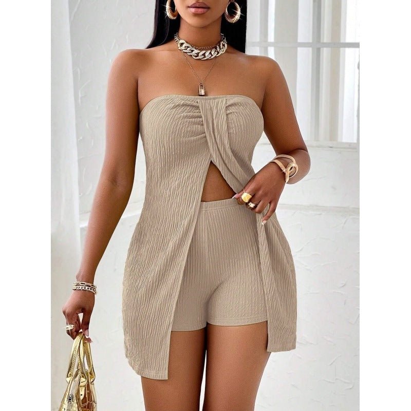 Women's Strapless Bandeau Top Shorts Suit - Dakdouksson