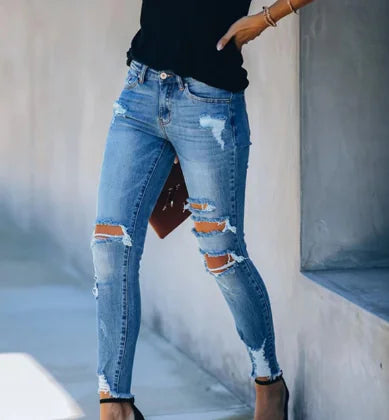 High Rise Distressed Super Skinny Jeans for Women