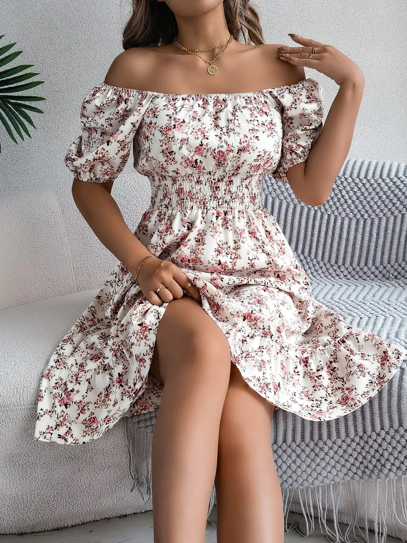 Floral Print Square Collar Dress Summer Fashion Ruffles Dresses Women's Clothing